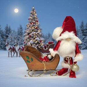 16" Poseable Velvet Santa Gnome Handmade